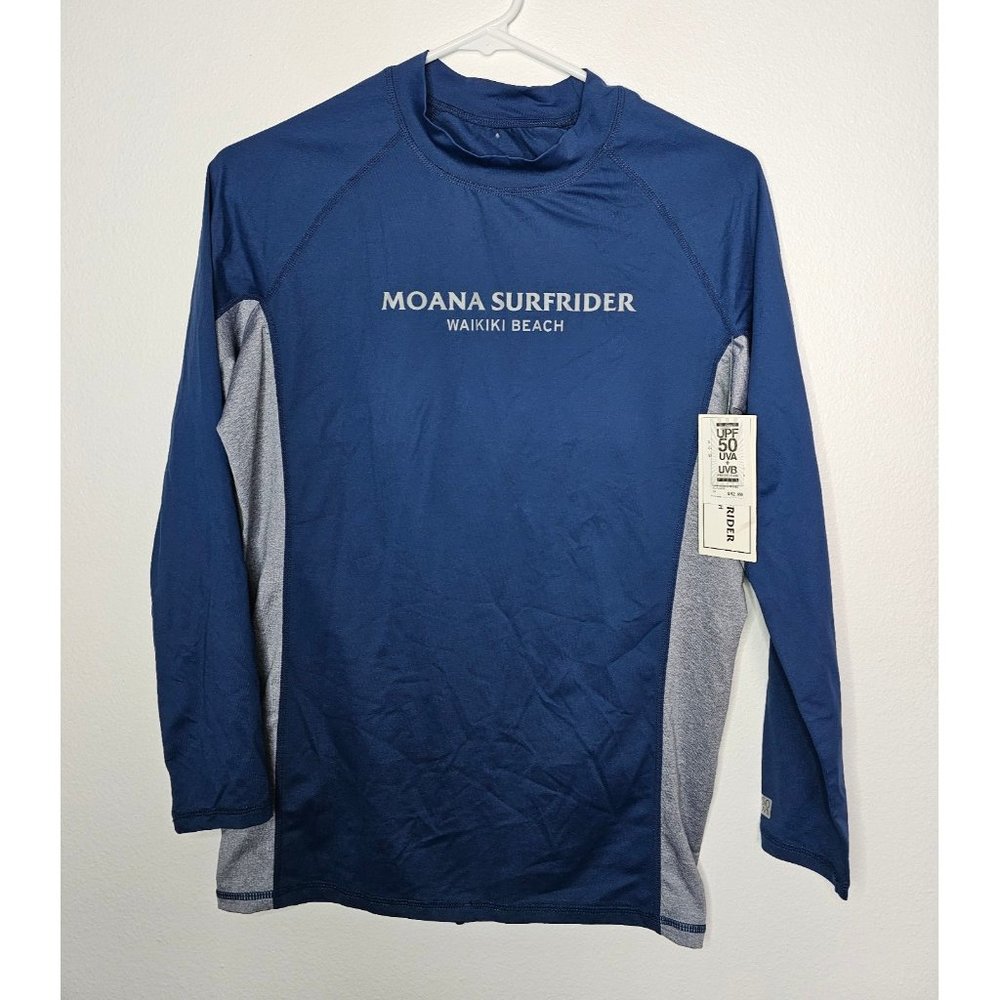 Moana Surfrider Waikiki Beach Rash Guard Swim Shirt Size Men's L Large UPF 50